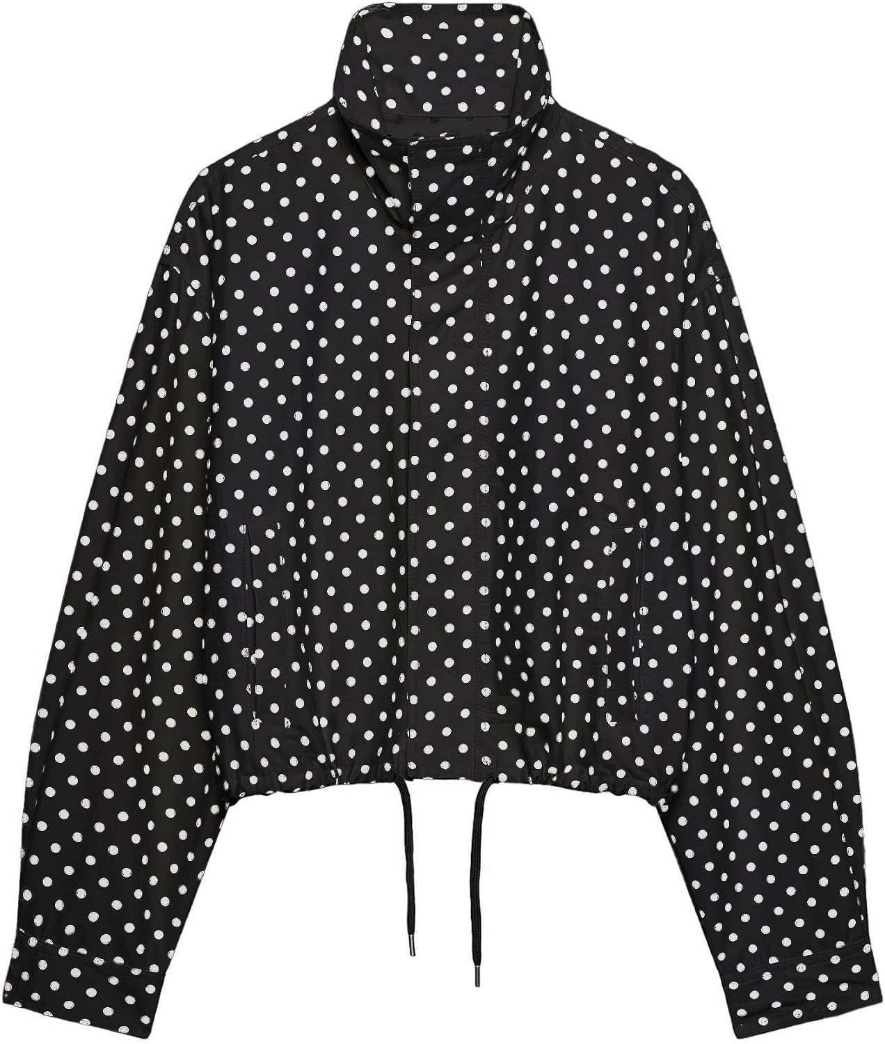 Chaqueta de mujer con lunares para primavera, cortavientos, abrigo corto, chaquetas tipo bomber para exteriores, ropa exterior, moda urbana, temporada media, novedades en chaqueta, chaqueta azul a la moda con cremallera