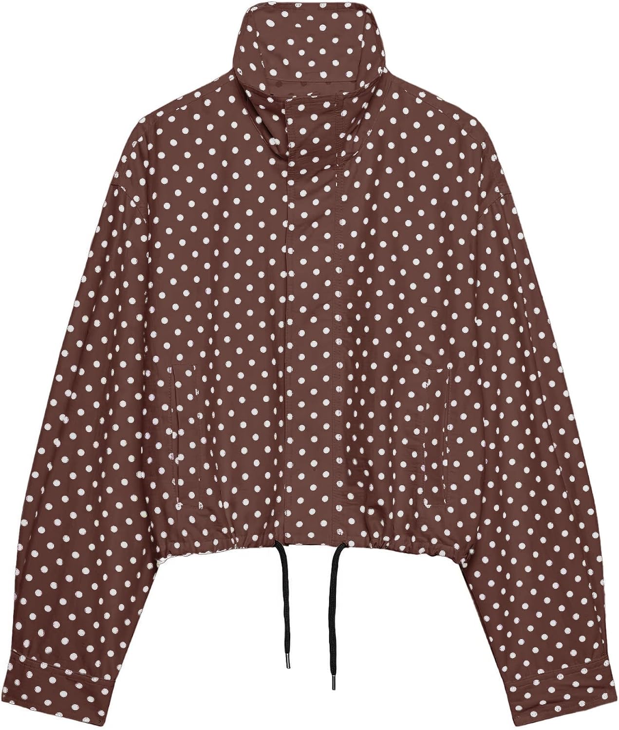 Chaqueta de mujer con lunares para primavera, cortavientos, abrigo corto, chaquetas tipo bomber para exteriores, ropa exterior, moda urbana, temporada media, novedades en chaqueta, chaqueta azul a la moda con cremallera