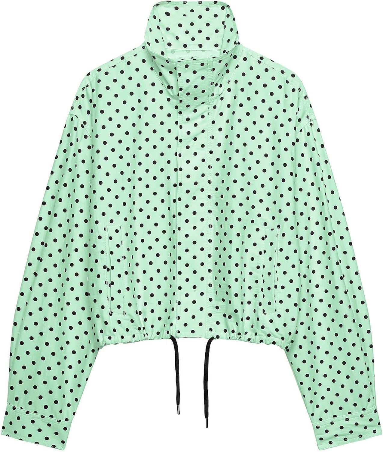 Chaqueta de mujer con lunares para primavera, cortavientos, abrigo corto, chaquetas tipo bomber para exteriores, ropa exterior, moda urbana, temporada media, novedades en chaqueta, chaqueta azul a la moda con cremallera