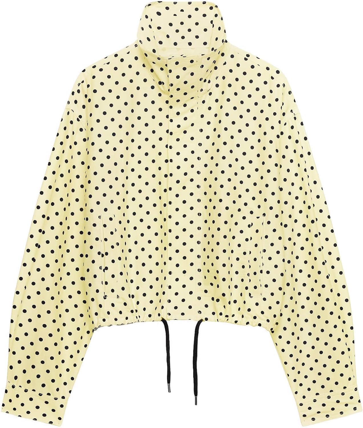 Chaqueta de mujer con lunares para primavera, cortavientos, abrigo corto, chaquetas tipo bomber para exteriores, ropa exterior, moda urbana, temporada media, novedades en chaqueta, chaqueta azul a la moda con cremallera
