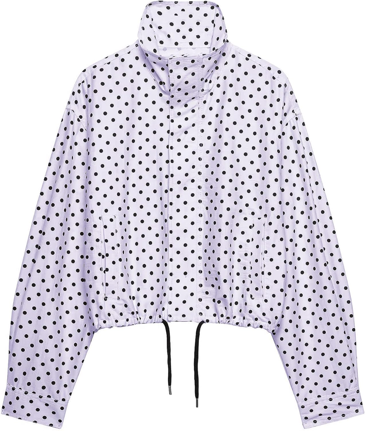Chaqueta de mujer con lunares para primavera, cortavientos, abrigo corto, chaquetas tipo bomber para exteriores, ropa exterior, moda urbana, temporada media, novedades en chaqueta, chaqueta azul a la moda con cremallera