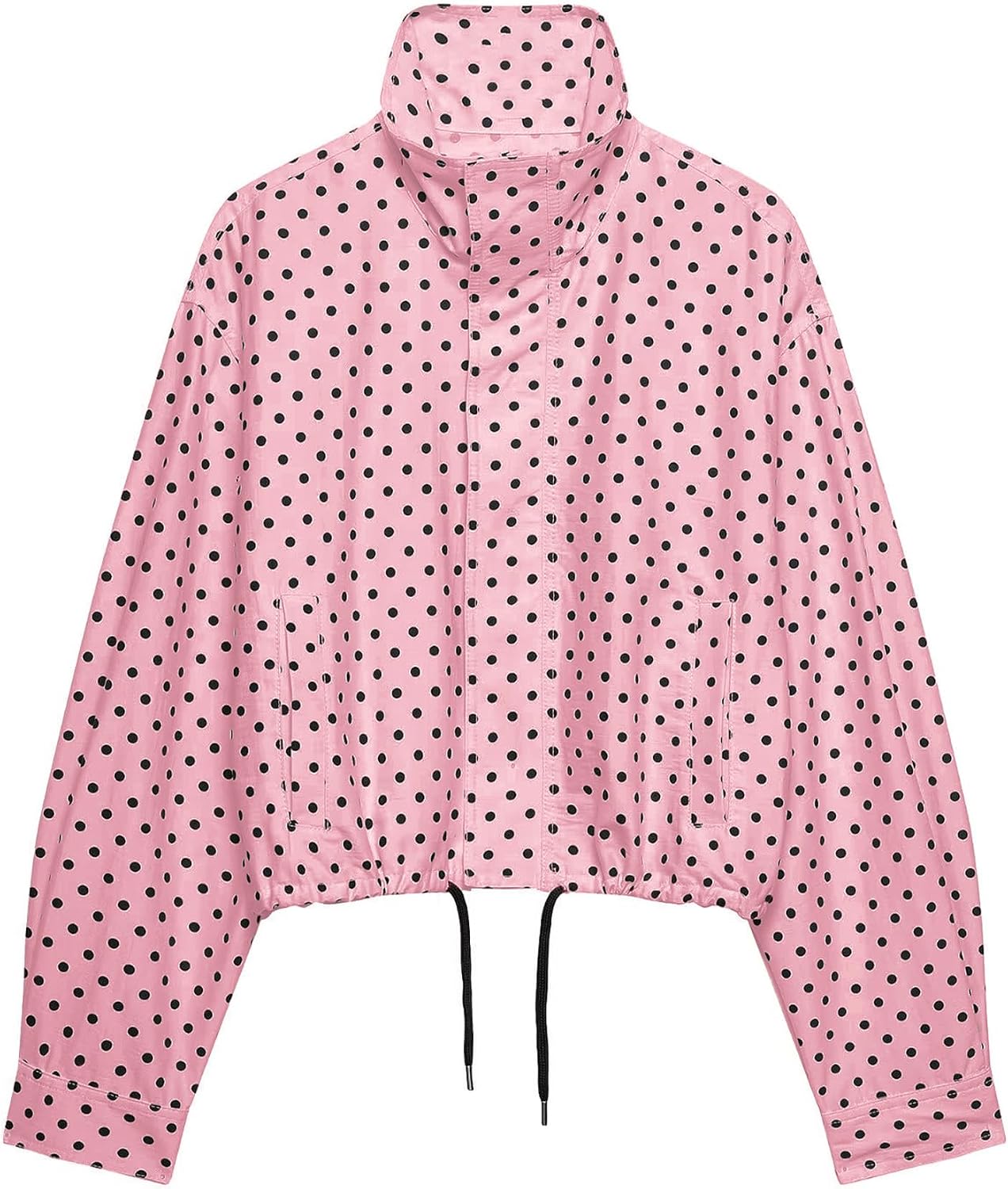 Chaqueta de mujer con lunares para primavera, cortavientos, abrigo corto, chaquetas tipo bomber para exteriores, ropa exterior, moda urbana, temporada media, novedades en chaqueta, chaqueta azul a la moda con cremallera