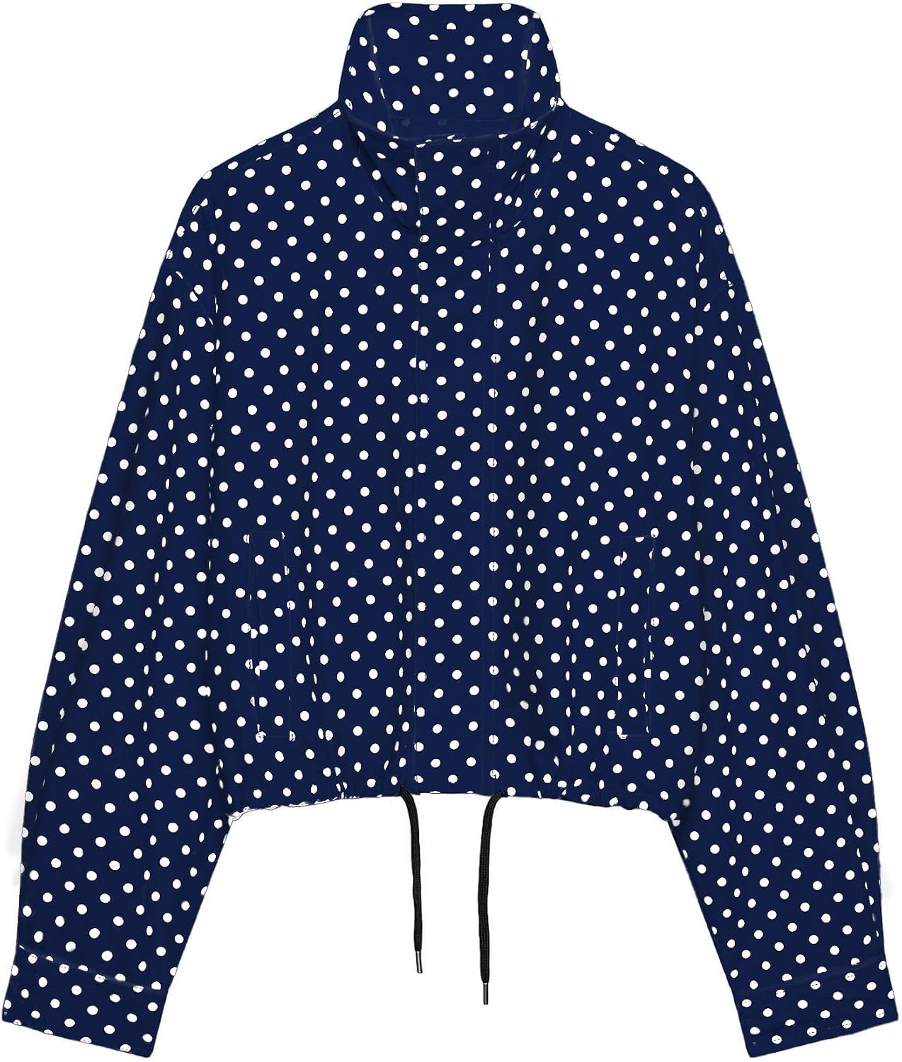 Chaqueta de mujer con lunares para primavera, cortavientos, abrigo corto, chaquetas tipo bomber para exteriores, ropa exterior, moda urbana, temporada media, novedades en chaqueta, chaqueta azul a la moda con cremallera