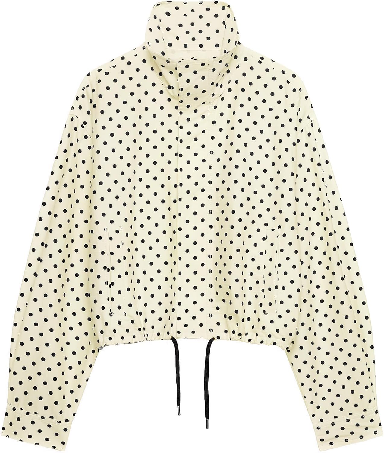 Chaqueta de mujer con lunares para primavera, cortavientos, abrigo corto, chaquetas tipo bomber para exteriores, ropa exterior, moda urbana, temporada media, novedades en chaqueta, chaqueta azul a la moda con cremallera