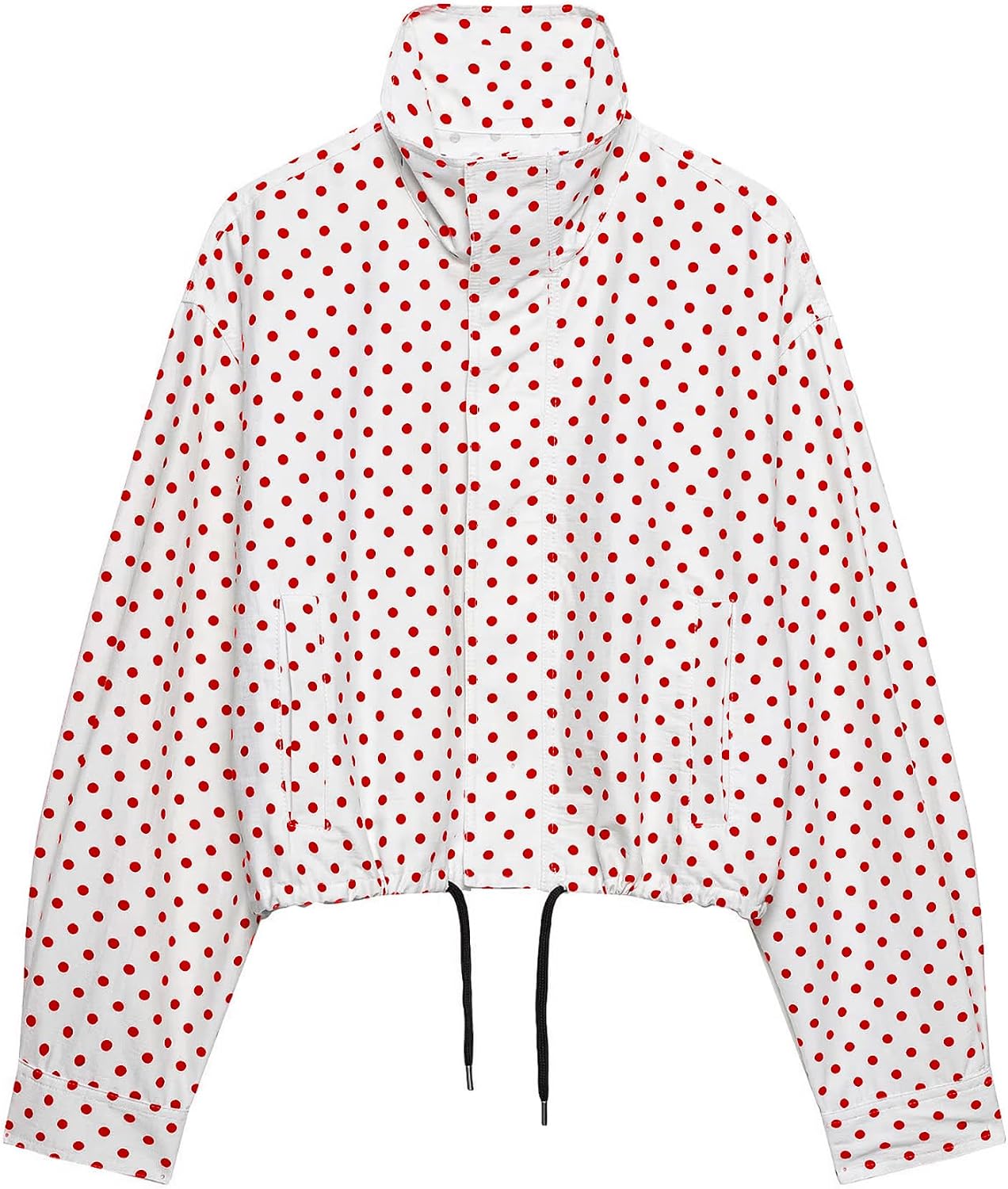 Chaqueta de mujer con lunares para primavera, cortavientos, abrigo corto, chaquetas tipo bomber para exteriores, ropa exterior, moda urbana, temporada media, novedades en chaqueta, chaqueta azul a la moda con cremallera