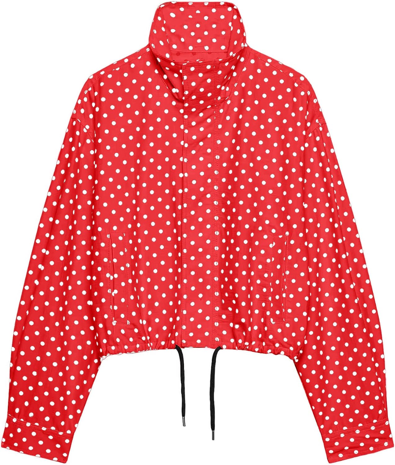 Chaqueta de mujer con lunares para primavera, cortavientos, abrigo corto, chaquetas tipo bomber para exteriores, ropa exterior, moda urbana, temporada media, novedades en chaqueta, chaqueta azul a la moda con cremallera