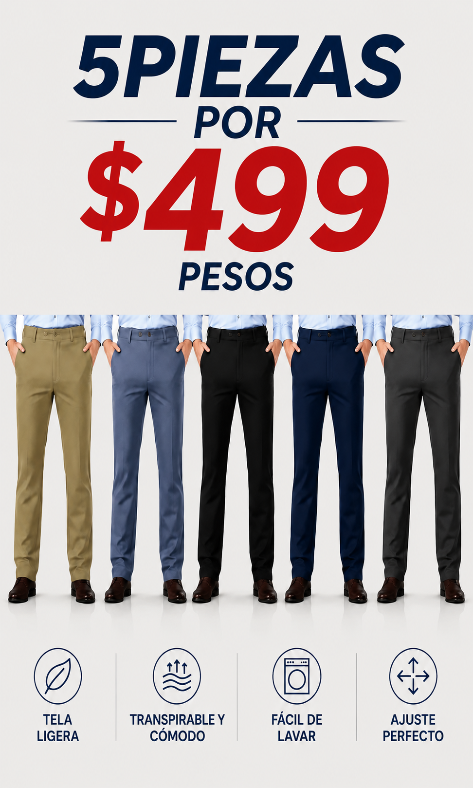 Pantalones de Traje para Hombre Cómodos y Suaves, Anti Arrugas, No Hacen Bolitas y Sin Necesidad de Planchar, Corte Recto Ideal para Oficina, Viajes de Negocios y Citas