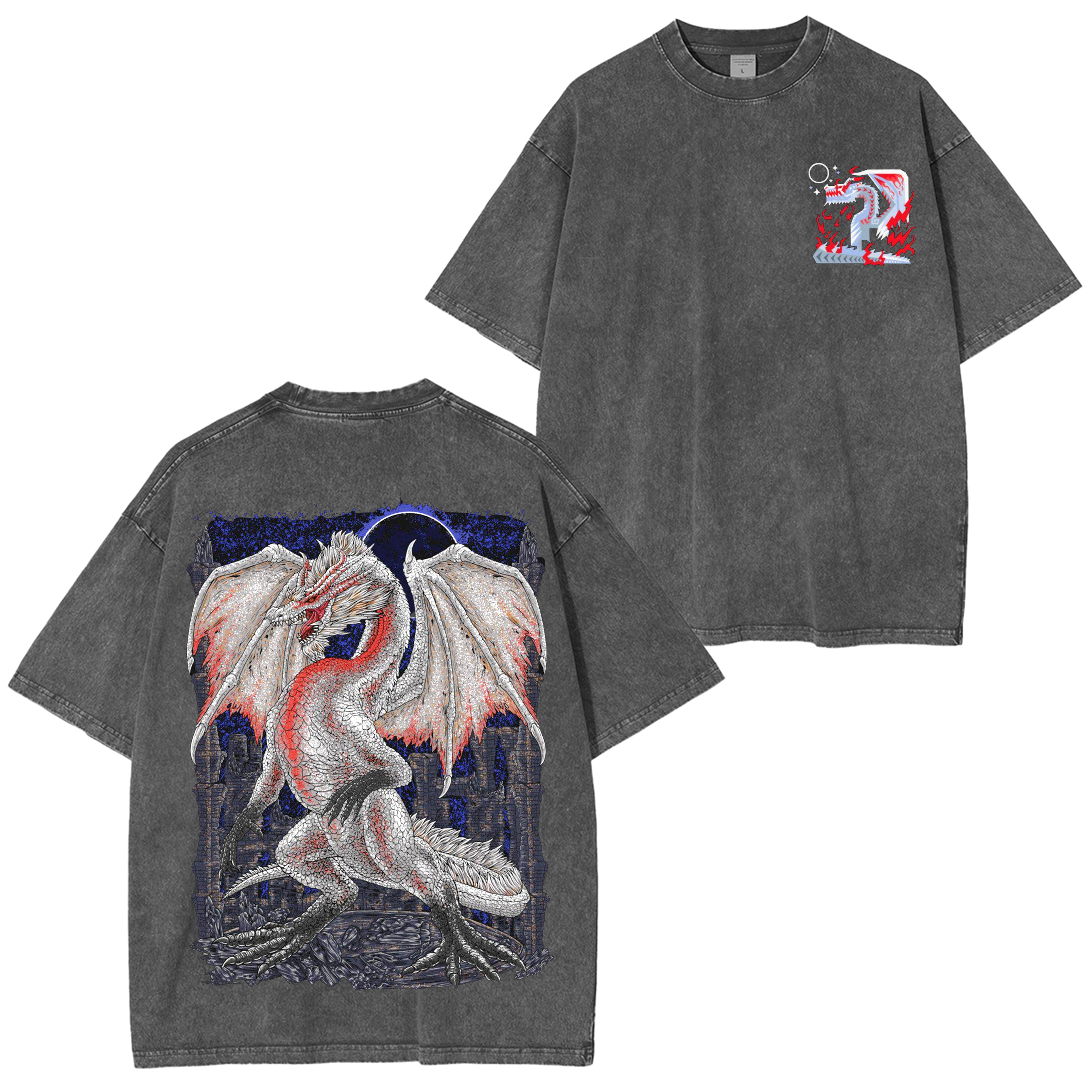 White Fatalis Monster Hunter Unisex Washed T-Shirt
