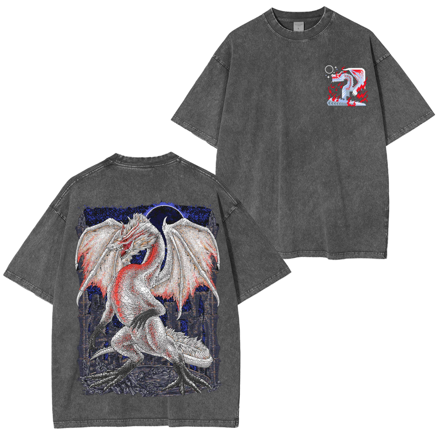 White Fatalis Monster Hunter Unisex Washed T-Shirt