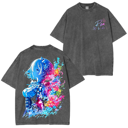 Rem Rezero Anime Unisex Washed T-Shirt