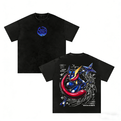 Retro Greninja Pokemon Anime  Unisex Washed T-Shirt