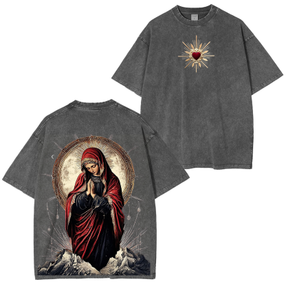 Sacred Heart Virgin Mary Unisex Washed T-Shirt