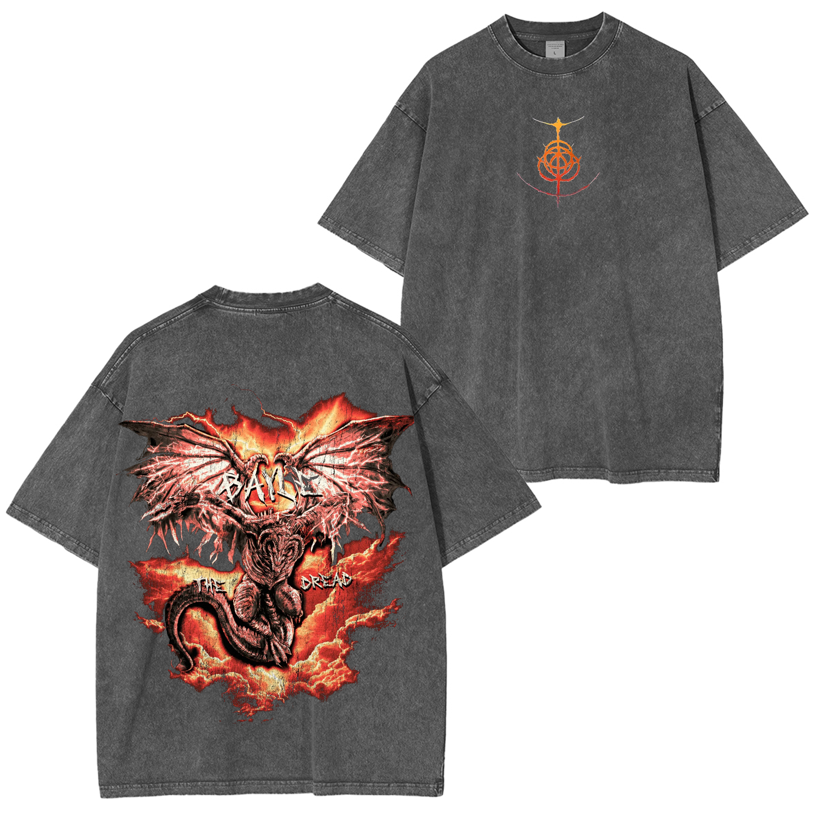 Elden Ring Dragon Game Unisex Washed T-Shirt