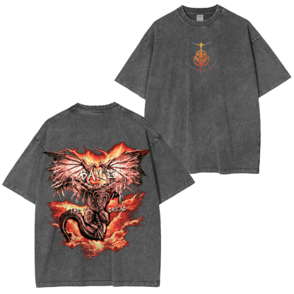Elden Ring Dragon Game Unisex Washed T-Shirt