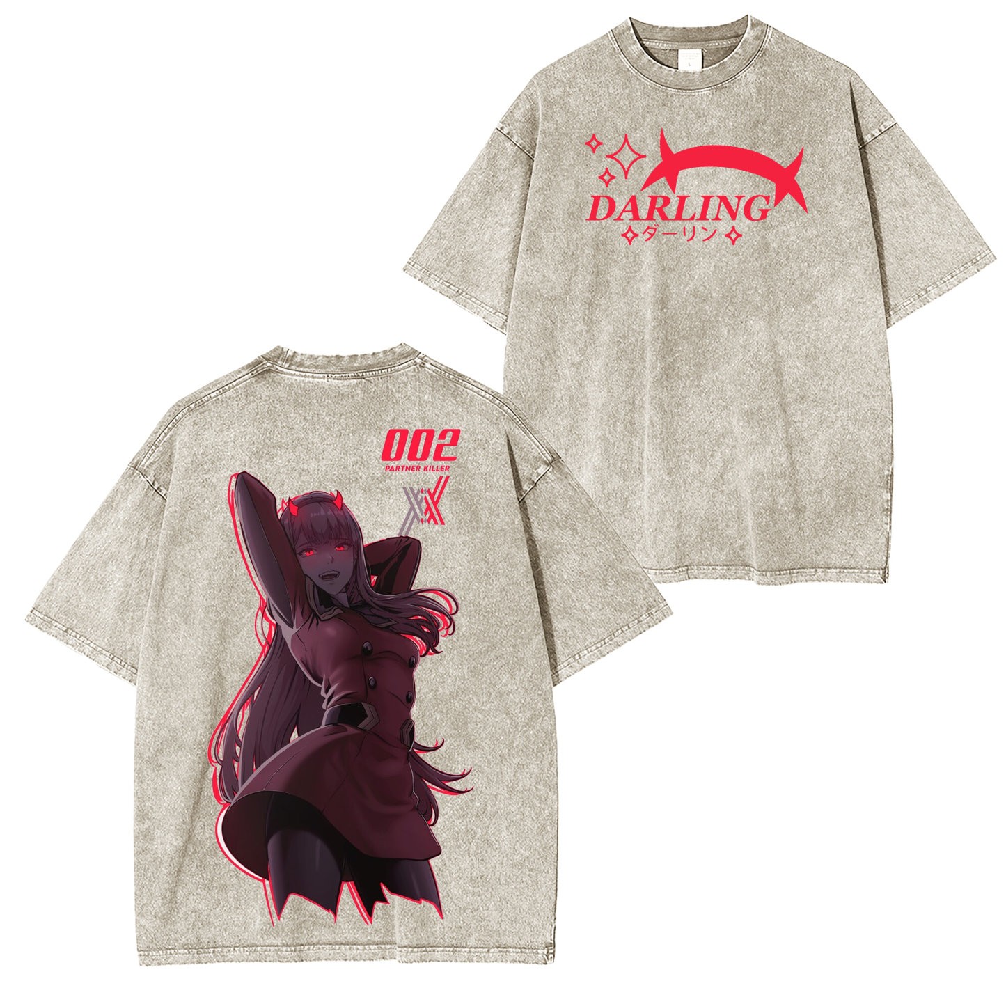 Darling in the franxx Zero Two anime Unisex Washed T-Shirt