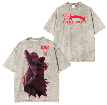 Darling in the franxx Zero Two anime Unisex Washed T-Shirt