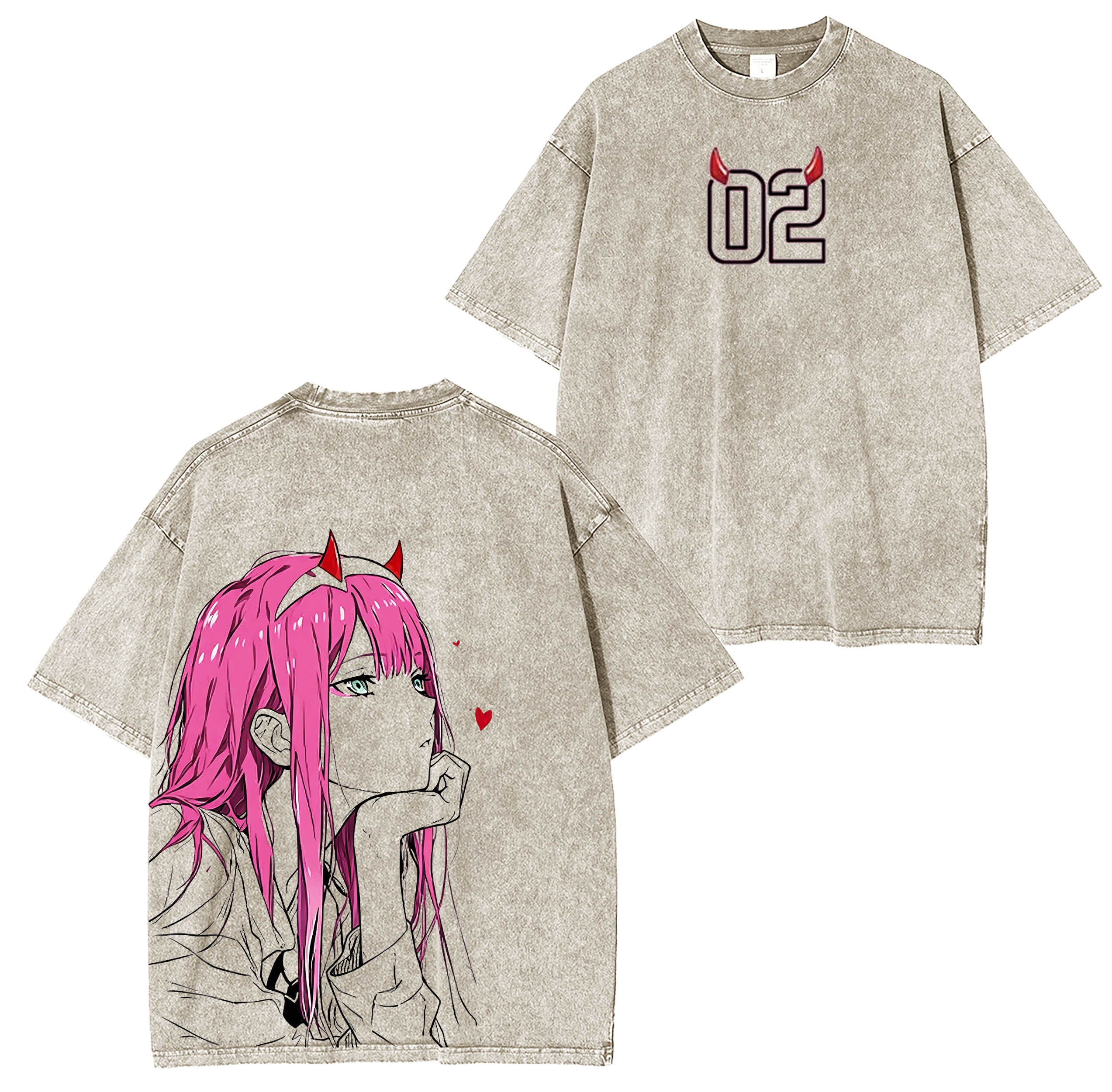 Darling in the franxx Zero Two anime Unisex Washed T-Shirt