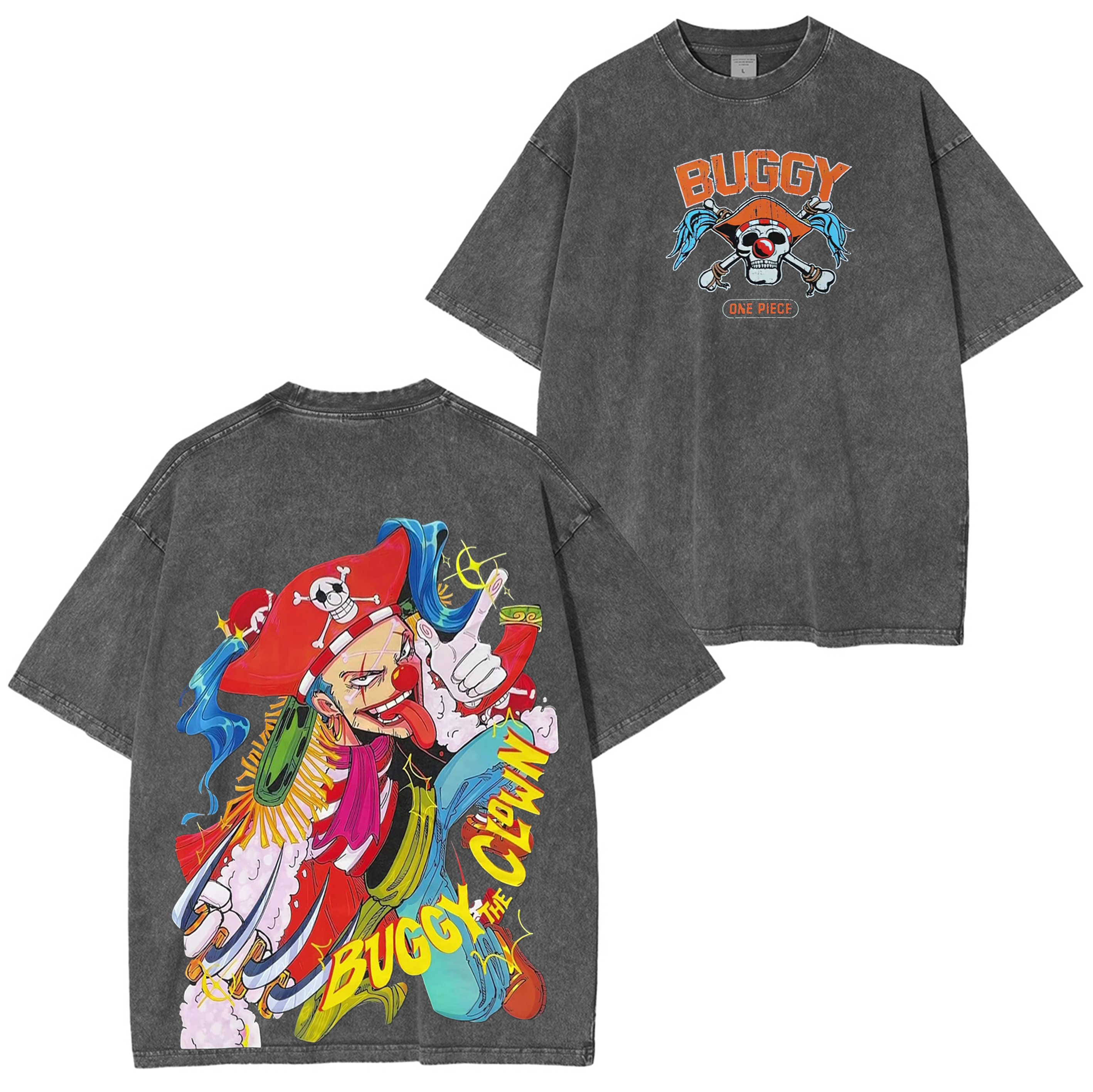 One Piece Buggy Anime Unisex Washed T-Shirt