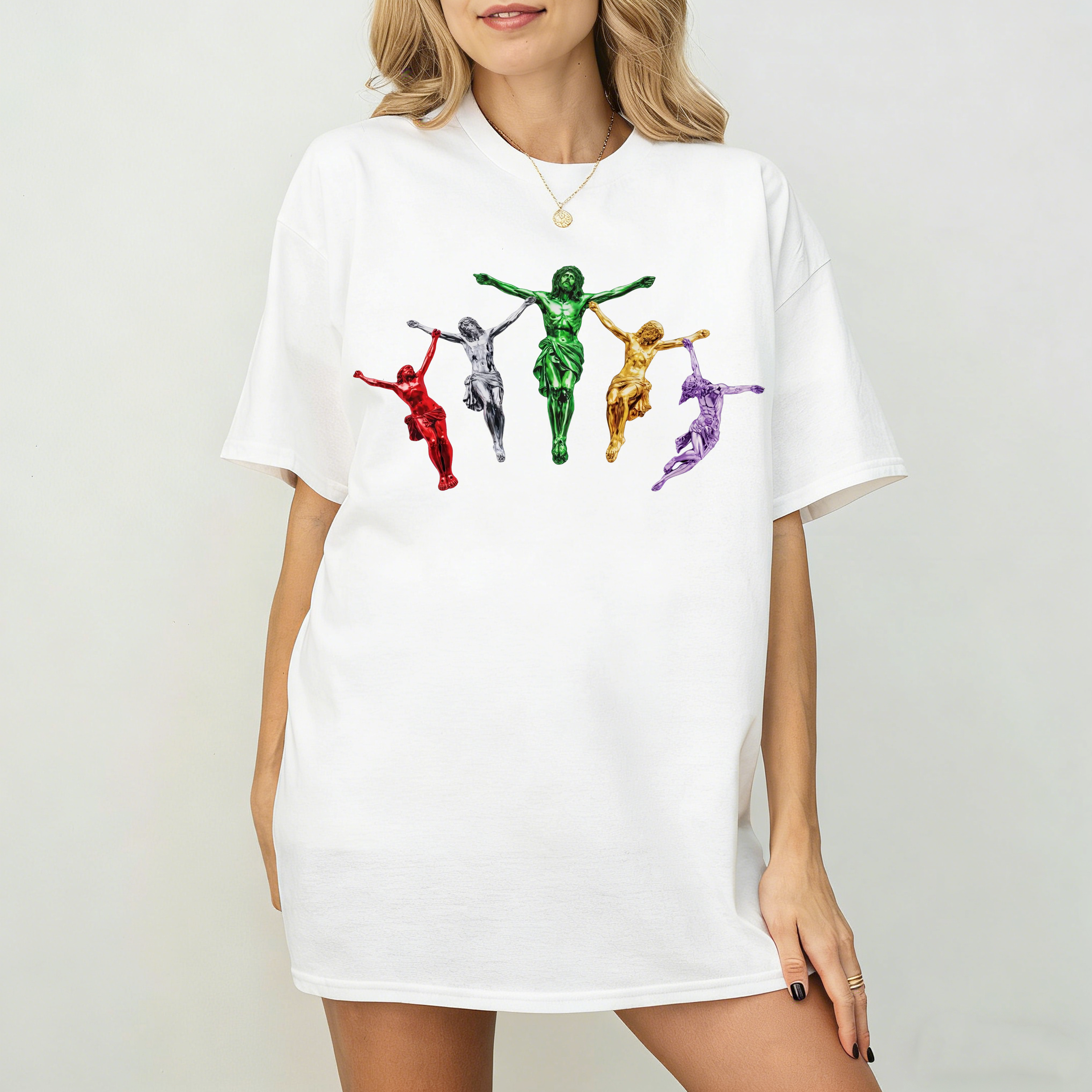 Metallic Jesus  Graphic Oversize Unisex Shirts/Crewneck/Hoodie