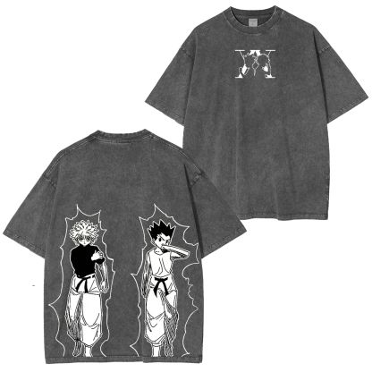 Gon x Killua,Hunter X Hunter Anime Unisex Washed T-Shirt
