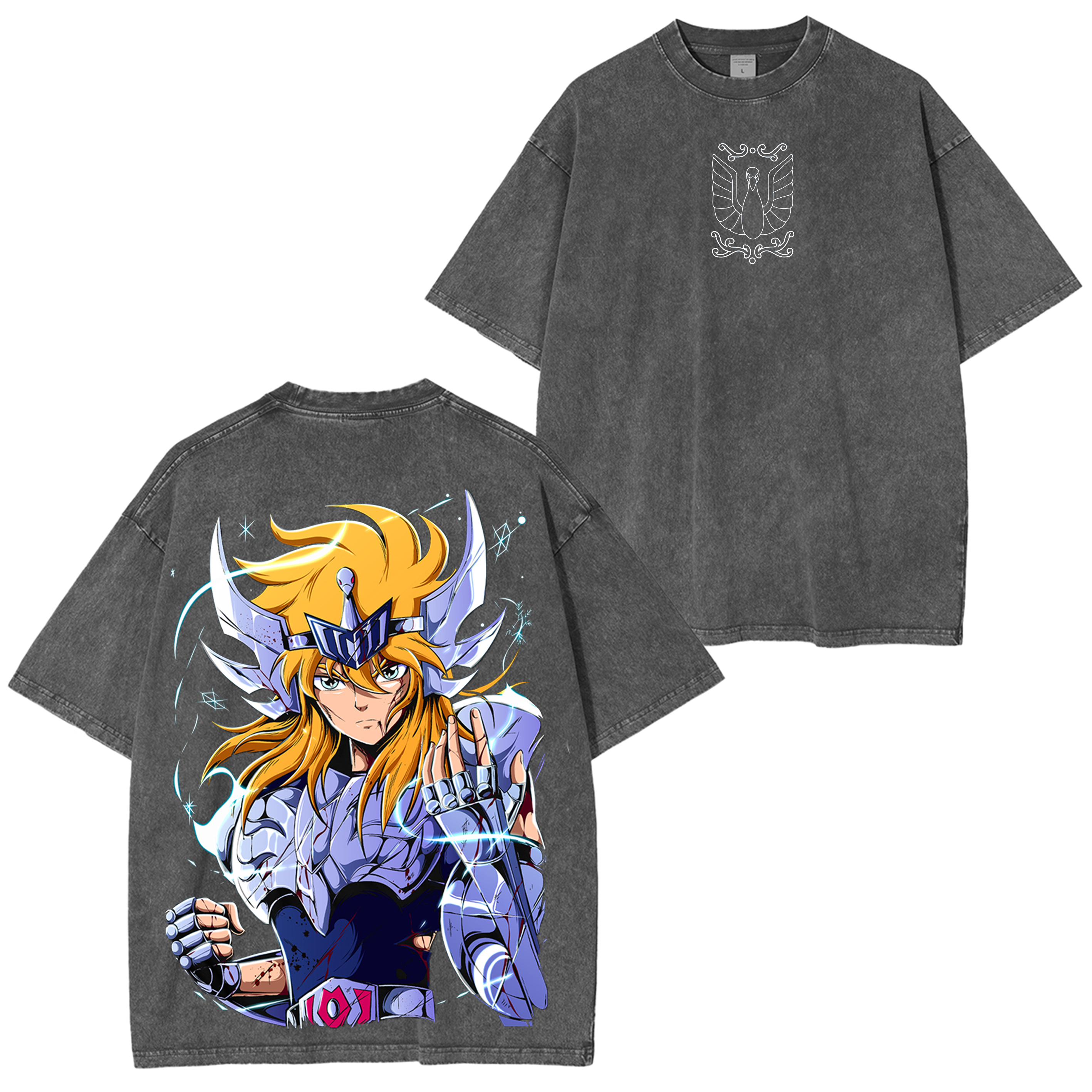 Cygnus Hyoga Saint Seiya  Anime Unisex Washed T-Shirt
