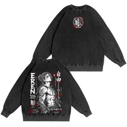 Attack on Titan Eren Jeager Washed T-shirt/Crewneck/Hoodie