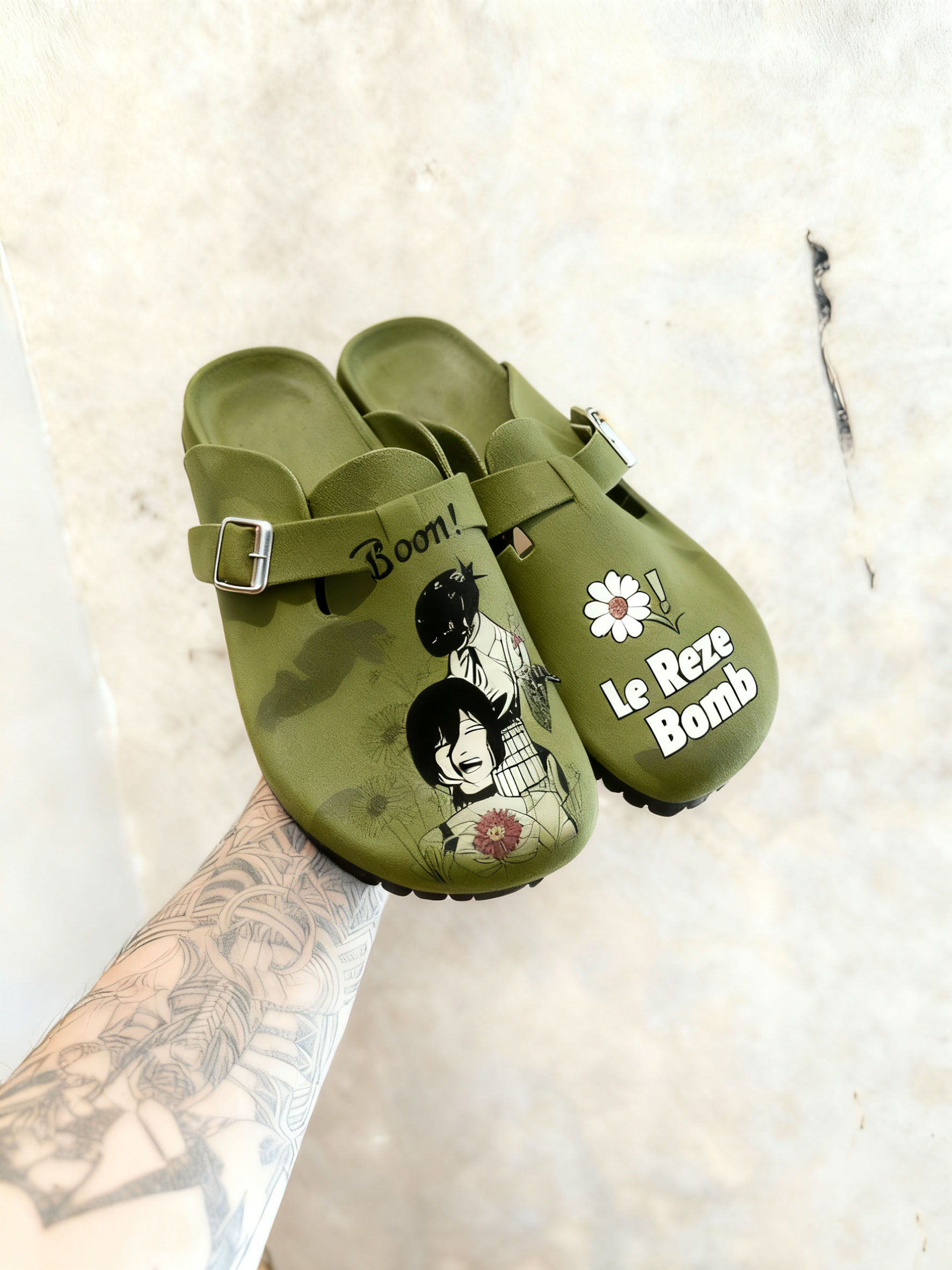 Chainsaw Man Reze Unisex Boston Soft Footbed Suede Leather