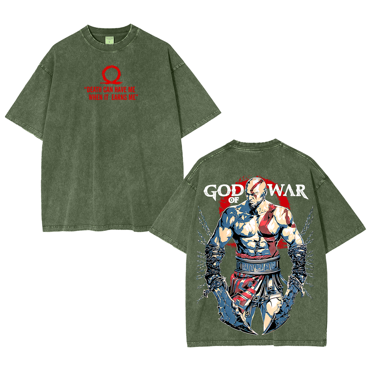 Kratos God of War Washed T-shirt/Crewneck/Hoodie