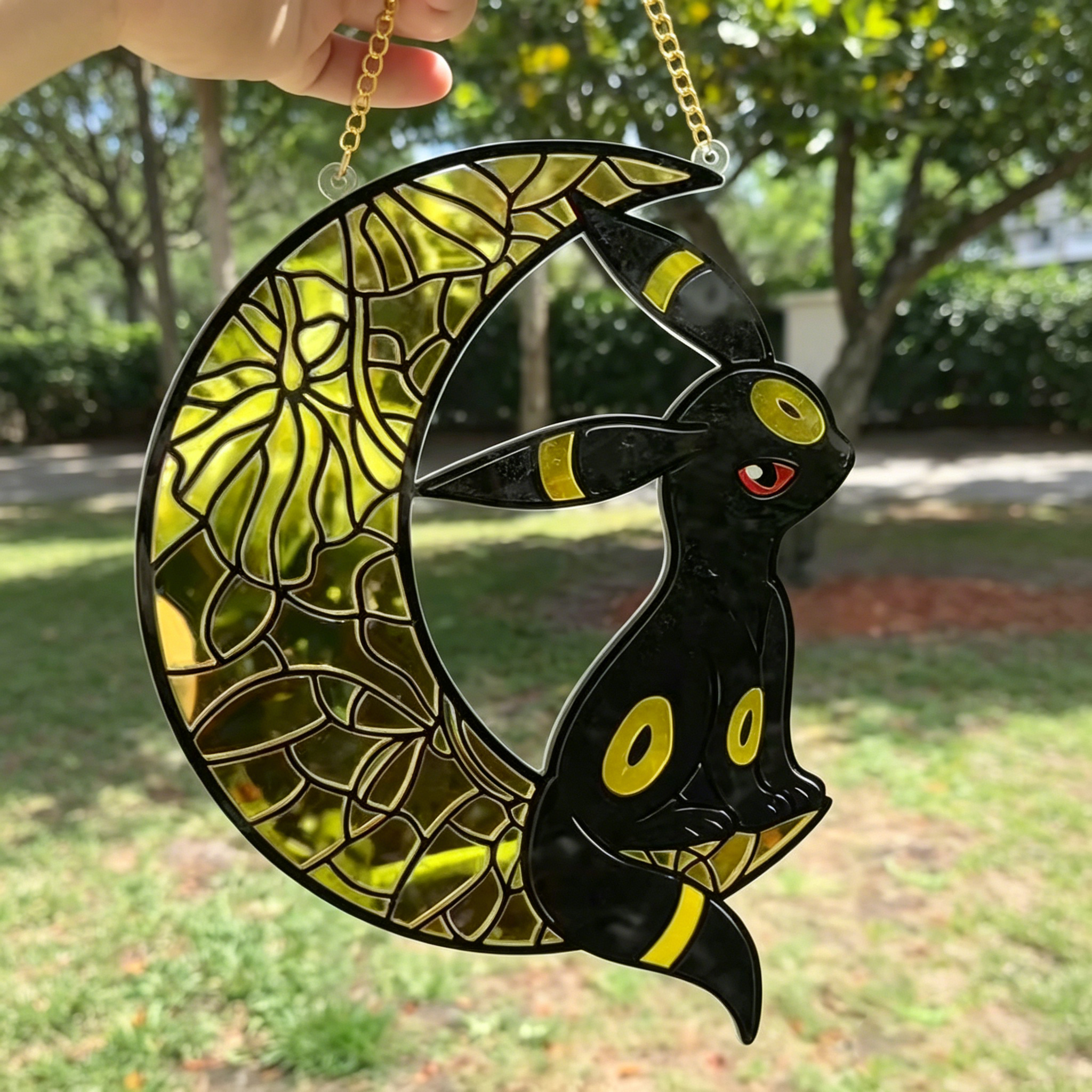 Umbreon Pokemon Umbreon Pokemon Faux Stained Glass Suncatcher