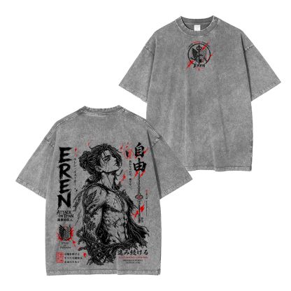Attack on Titan Eren Jeager Washed T-shirt/Crewneck/Hoodie