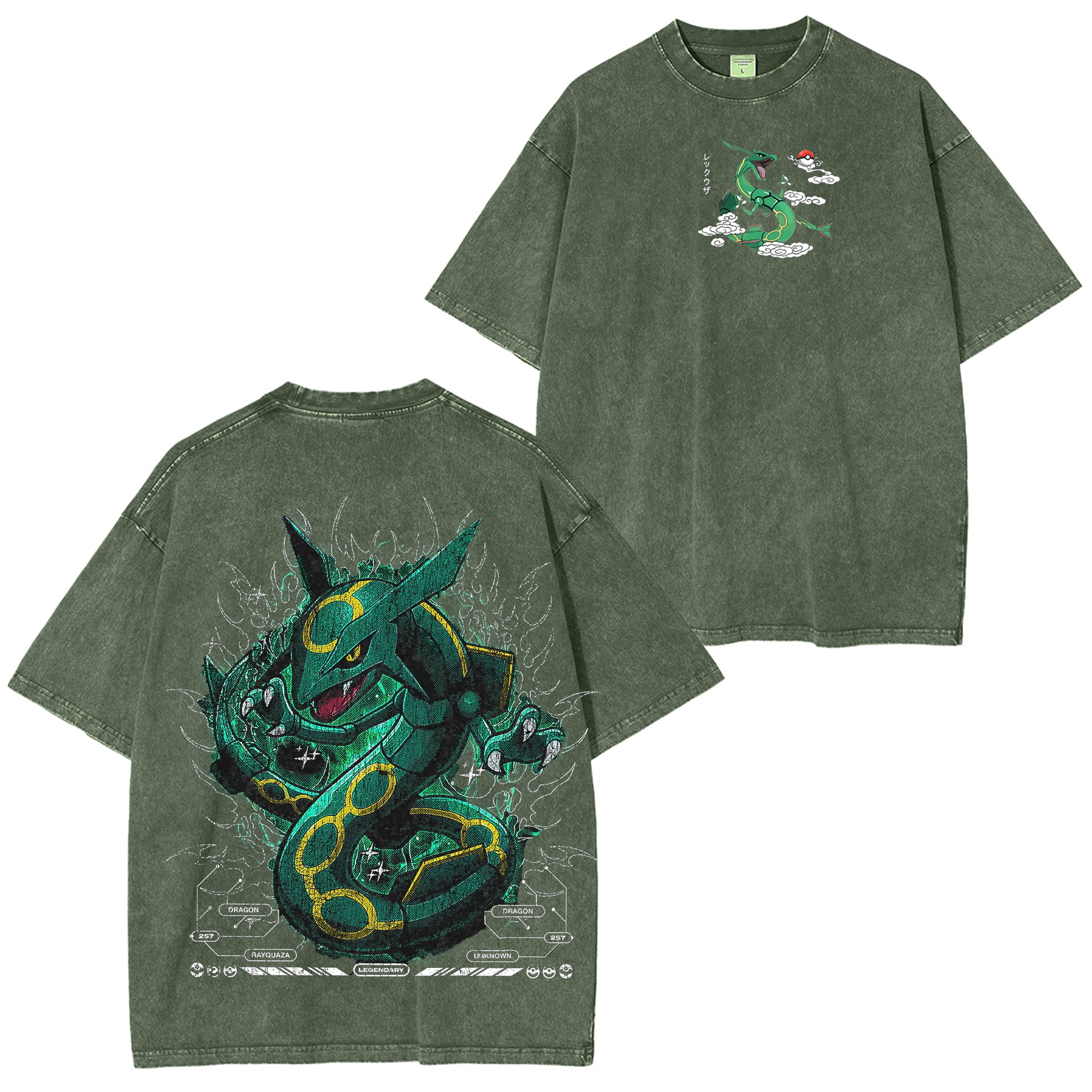Rayquaza Pokemon Washed T-shirt/Crewneck/Hoodie