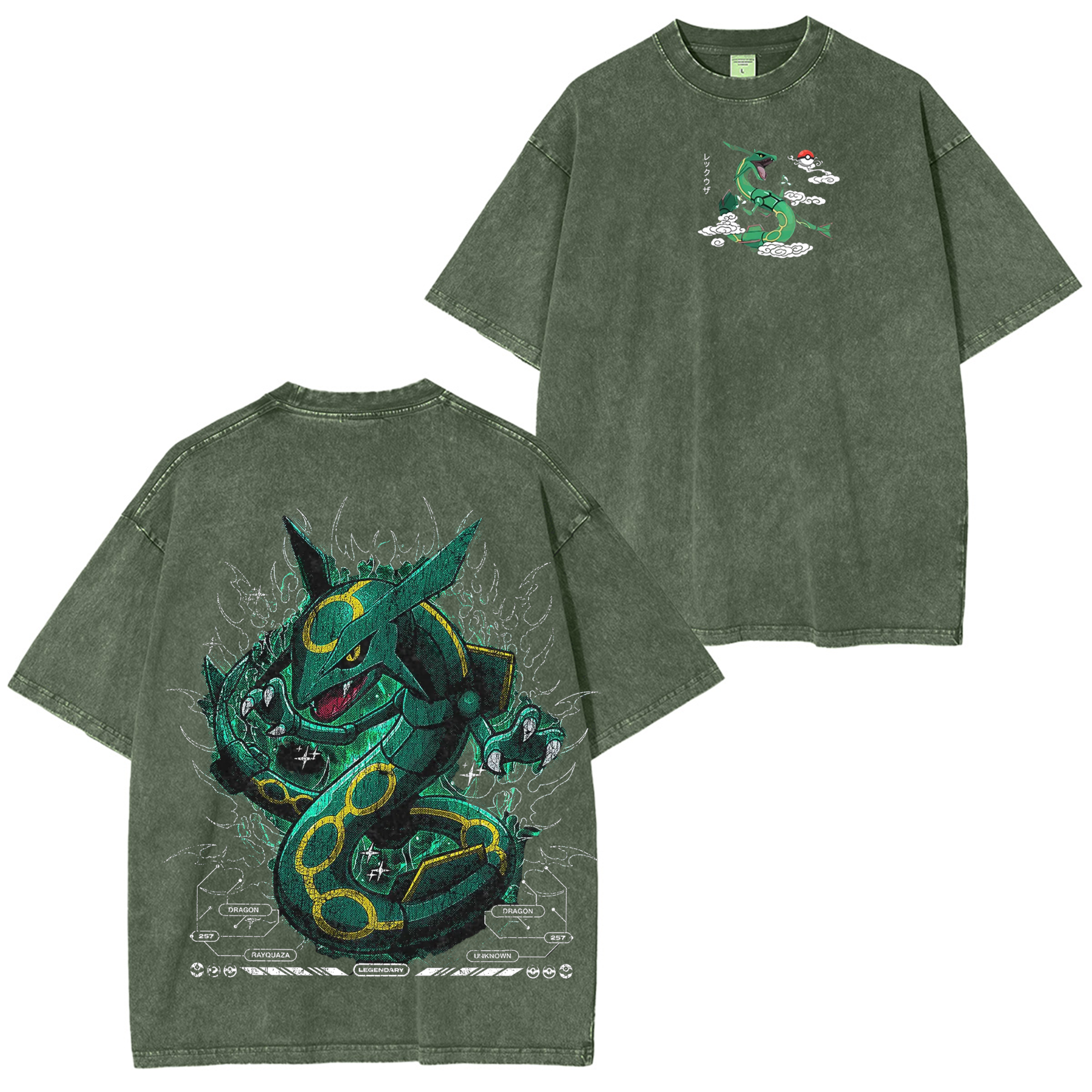 Rayquaza Pokemon Washed T-shirt/Crewneck/Hoodie