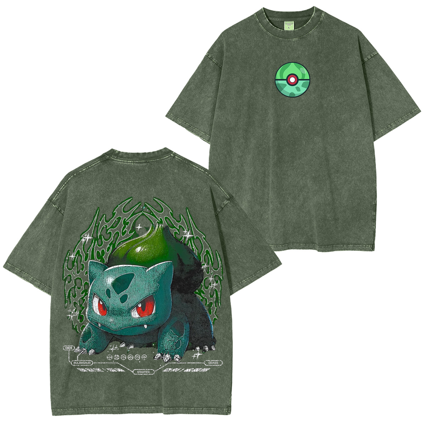 Bulbasaur Pokemon Washed T-shirt/Crewneck/Hoodie