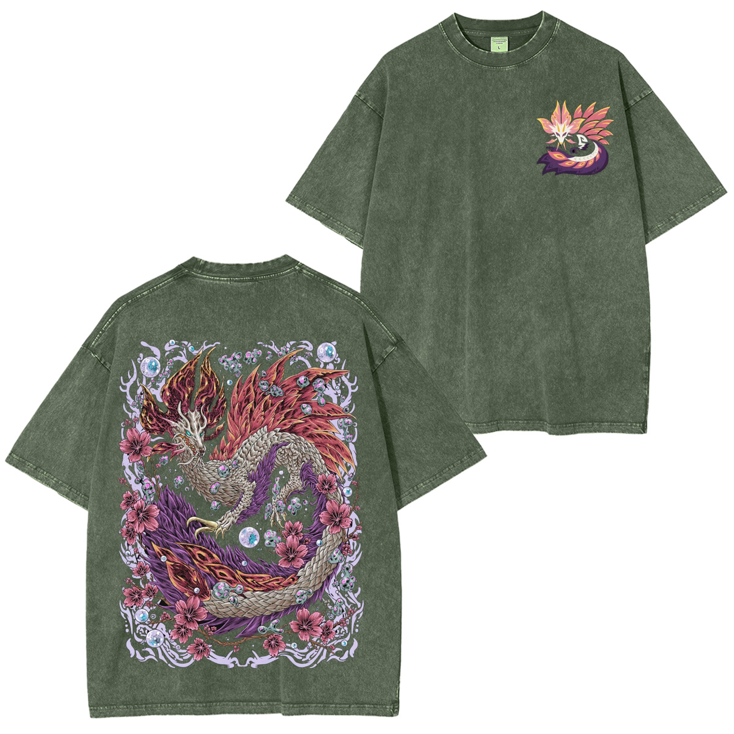 Mizutsune the Bubble Fox Leviathan Unisex Washed T-Shirt