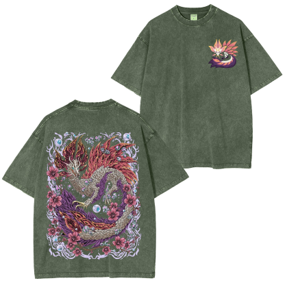 Mizutsune the Bubble Fox Leviathan Unisex Washed T-Shirt