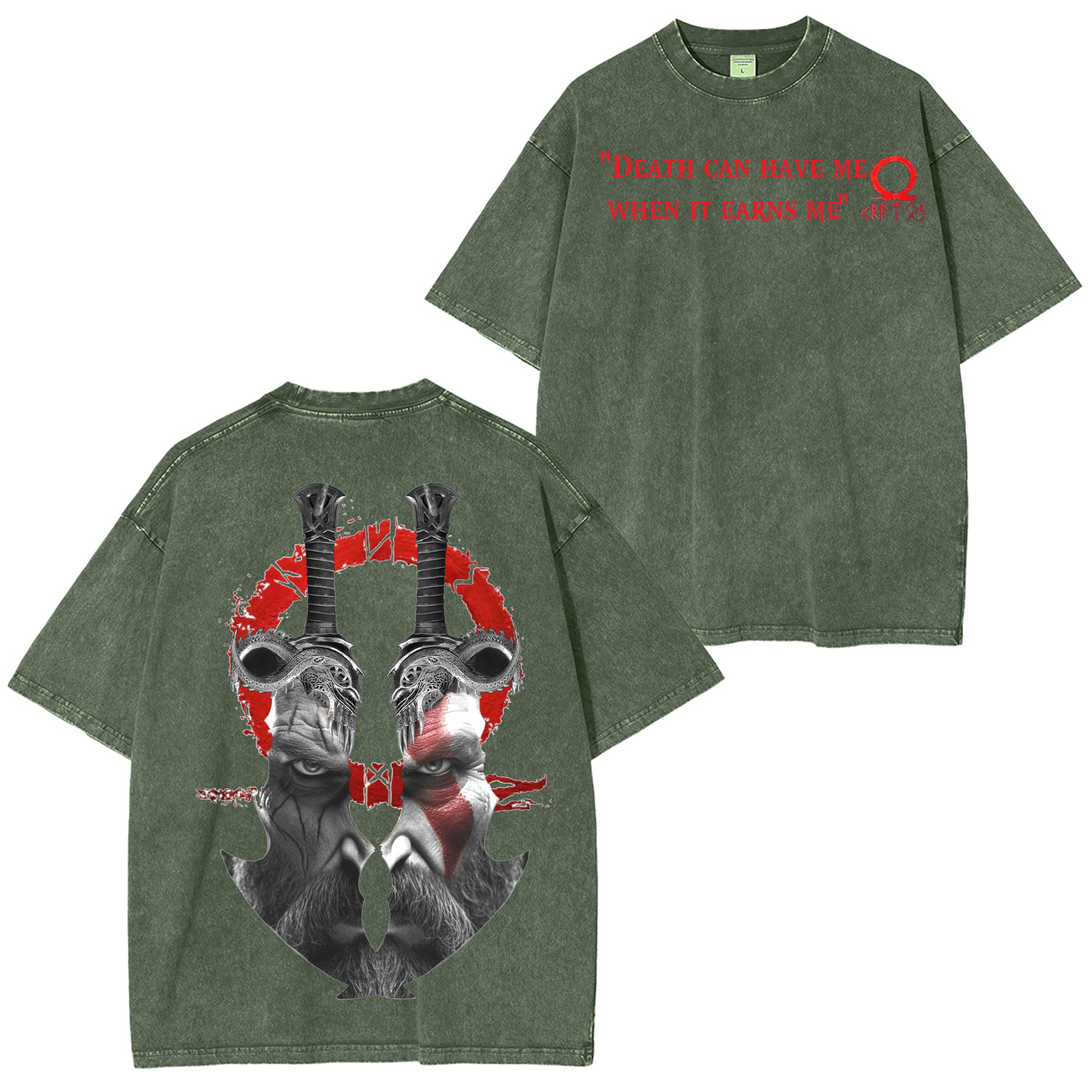 God of War Kratos Game Unisex Washed T-Shirt