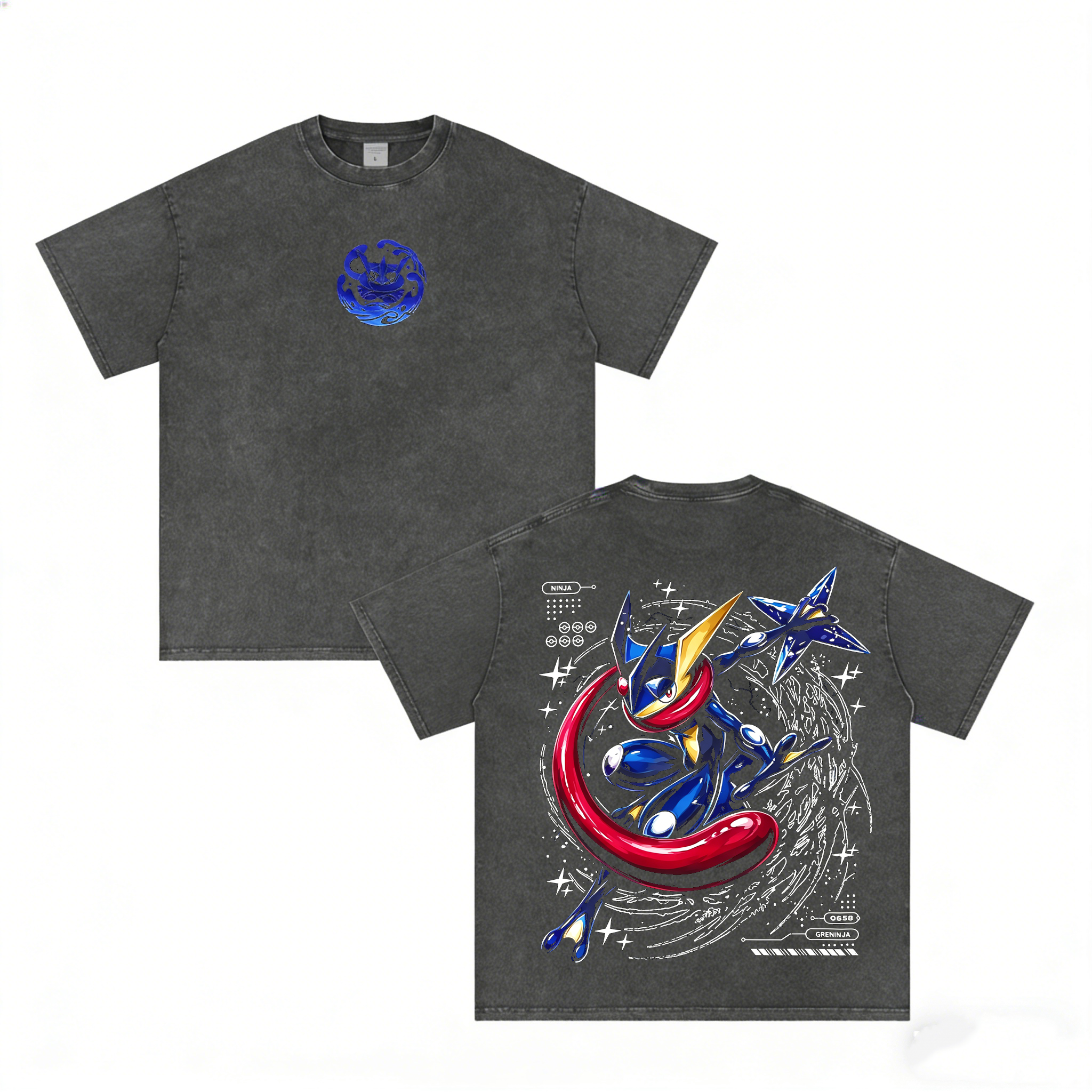 Retro Greninja Pokemon Anime  Unisex Washed T-Shirt