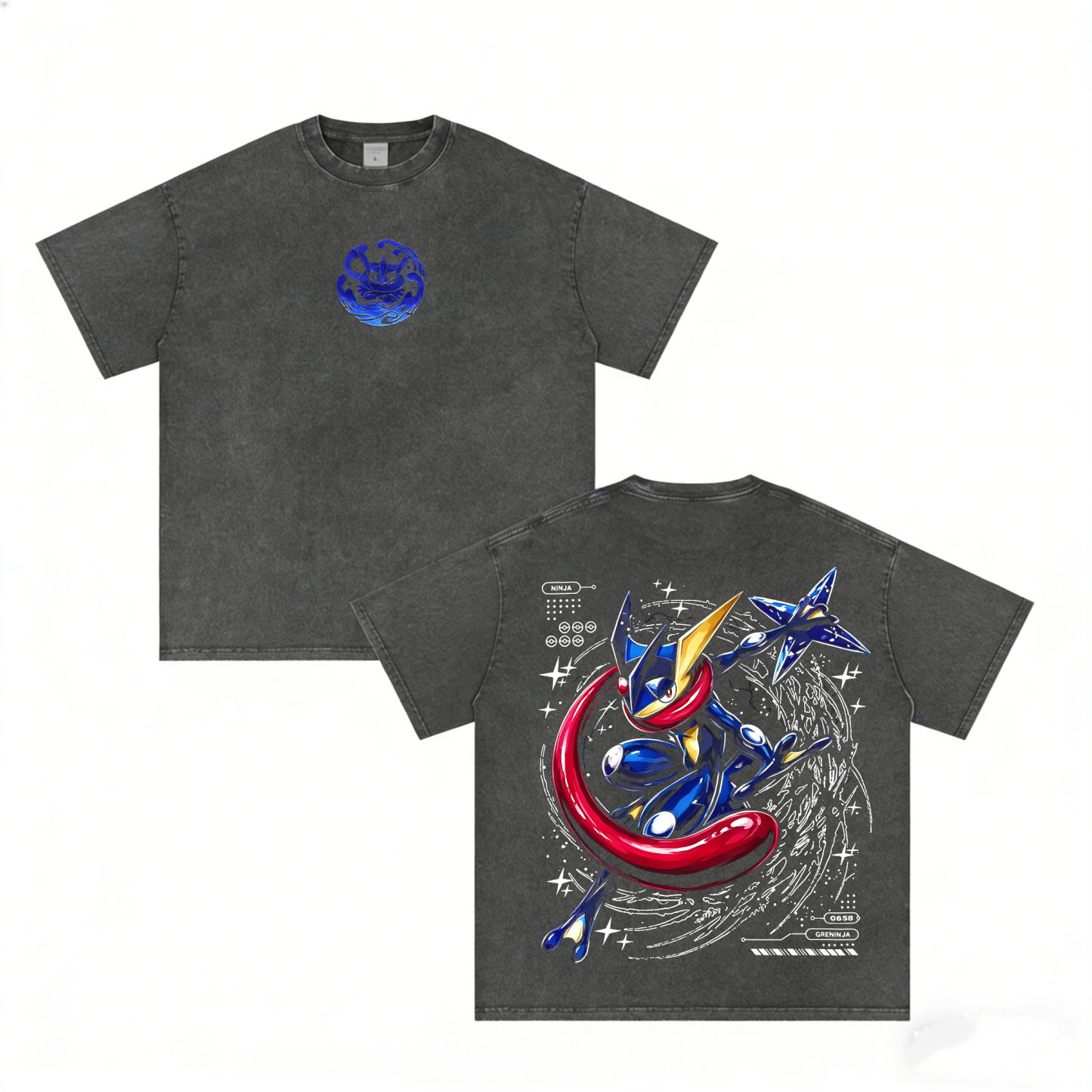 Retro Greninja Pokemon Anime  Unisex Washed T-Shirt
