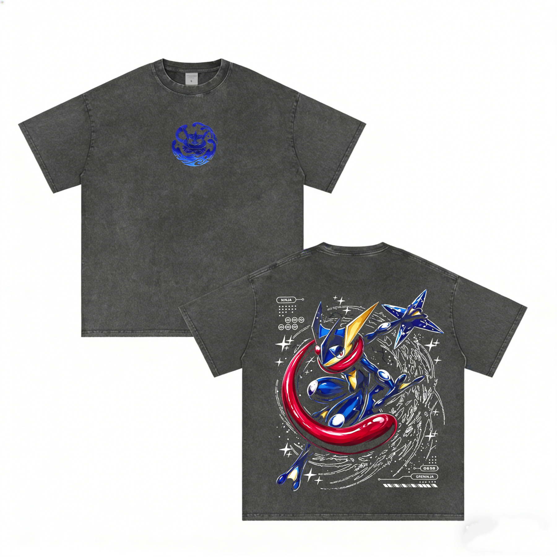 Retro Greninja Pokemon Anime  Unisex Washed T-Shirt