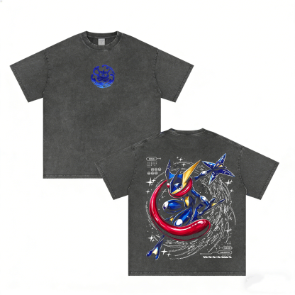 Retro Greninja Pokemon Anime  Unisex Washed T-Shirt