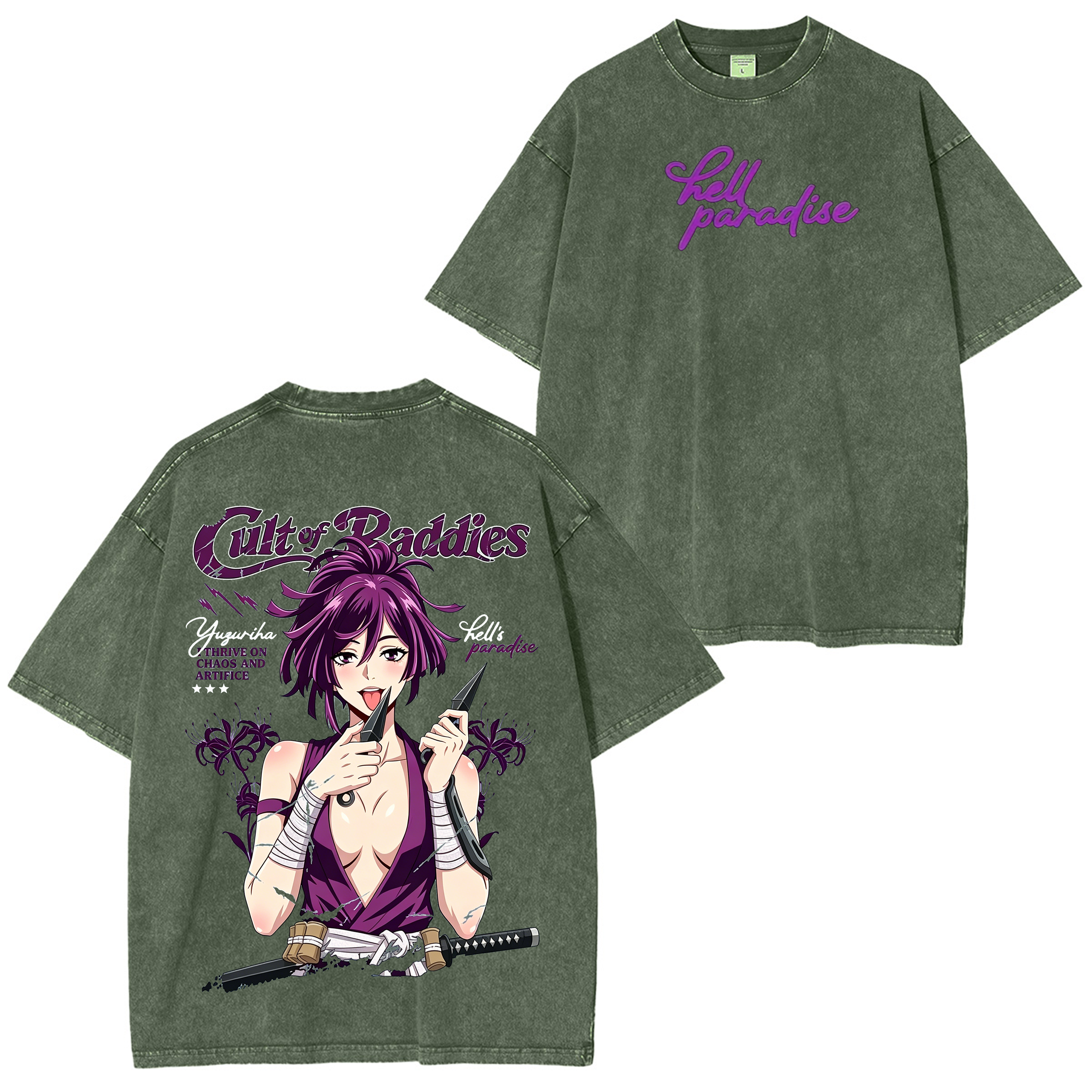 Yuzuriha  Jigokuraku Anime Unisex Washed T-Shirt