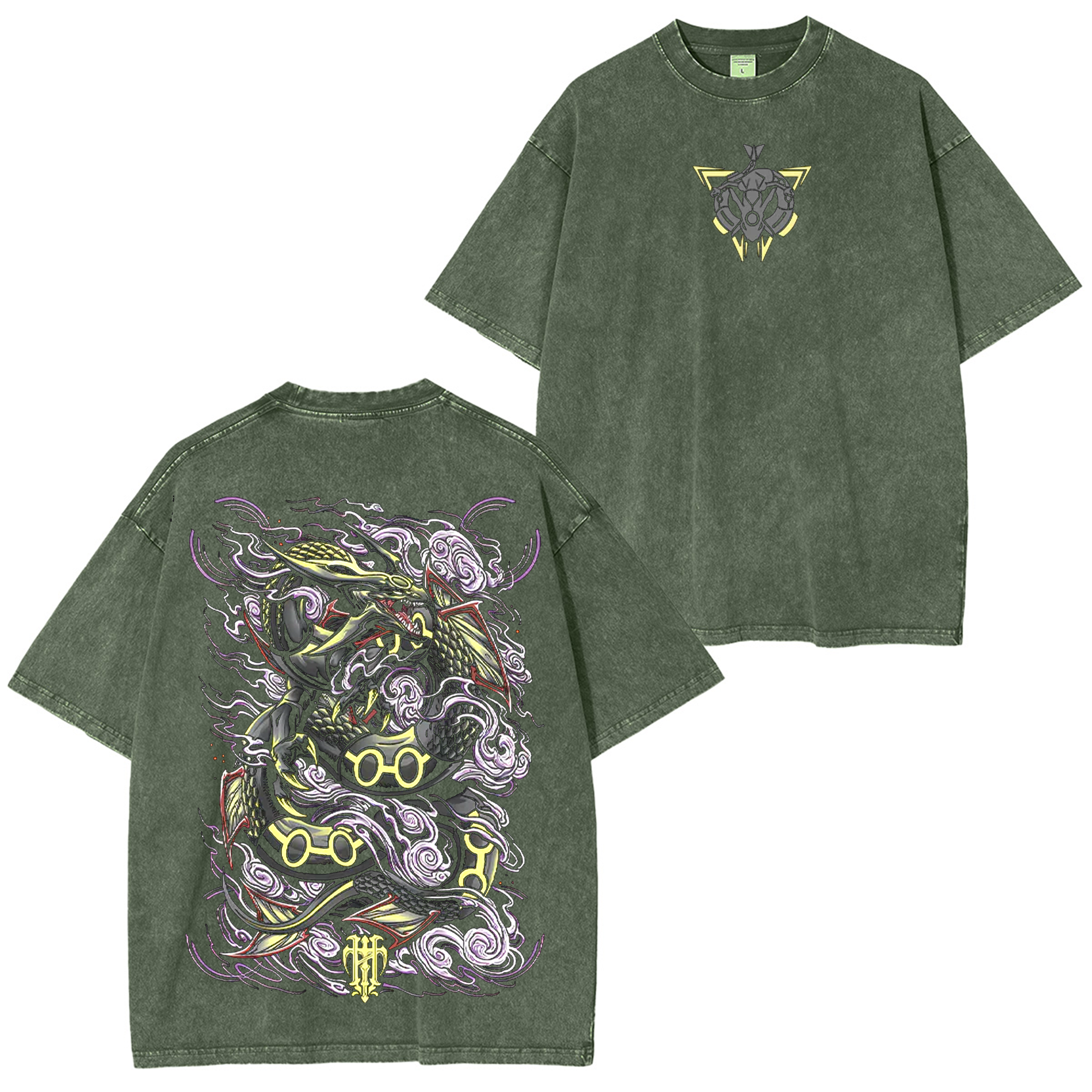 Shiny Rayquaza Pokemon Retro Unisex Washed T-Shirt