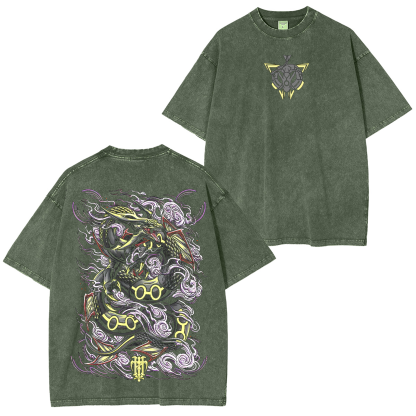 Shiny Rayquaza Pokemon Retro Unisex Washed T-Shirt
