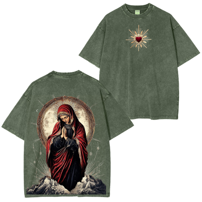 Sacred Heart Virgin Mary Unisex Washed T-Shirt