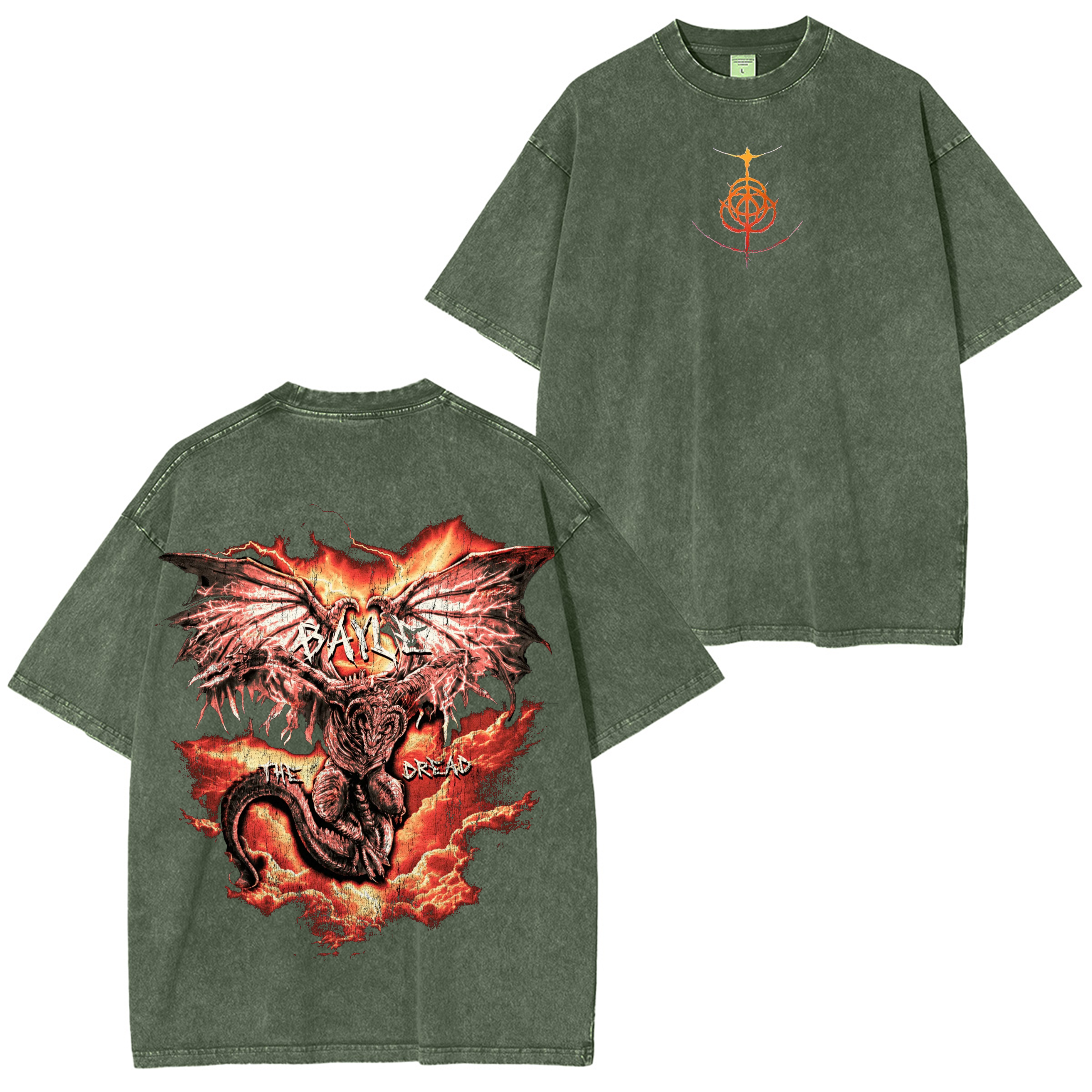 Elden Ring Dragon Game Unisex Washed T-Shirt