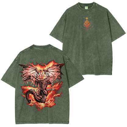 Elden Ring Dragon Game Unisex Washed T-Shirt