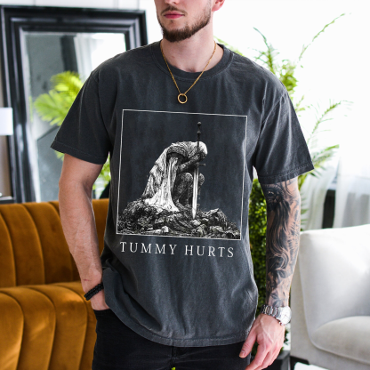 Tummy Hurts Medieval Knight Dark Humor art Unisex T-shirt/Crewneck/Hoodie