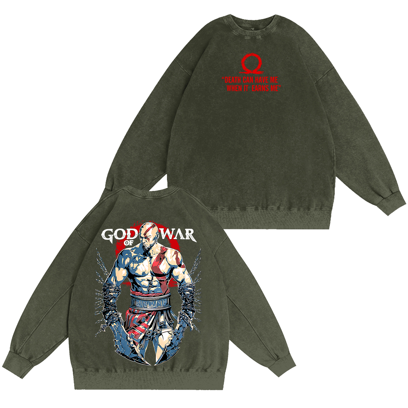 Kratos God of War Washed T-shirt/Crewneck/Hoodie