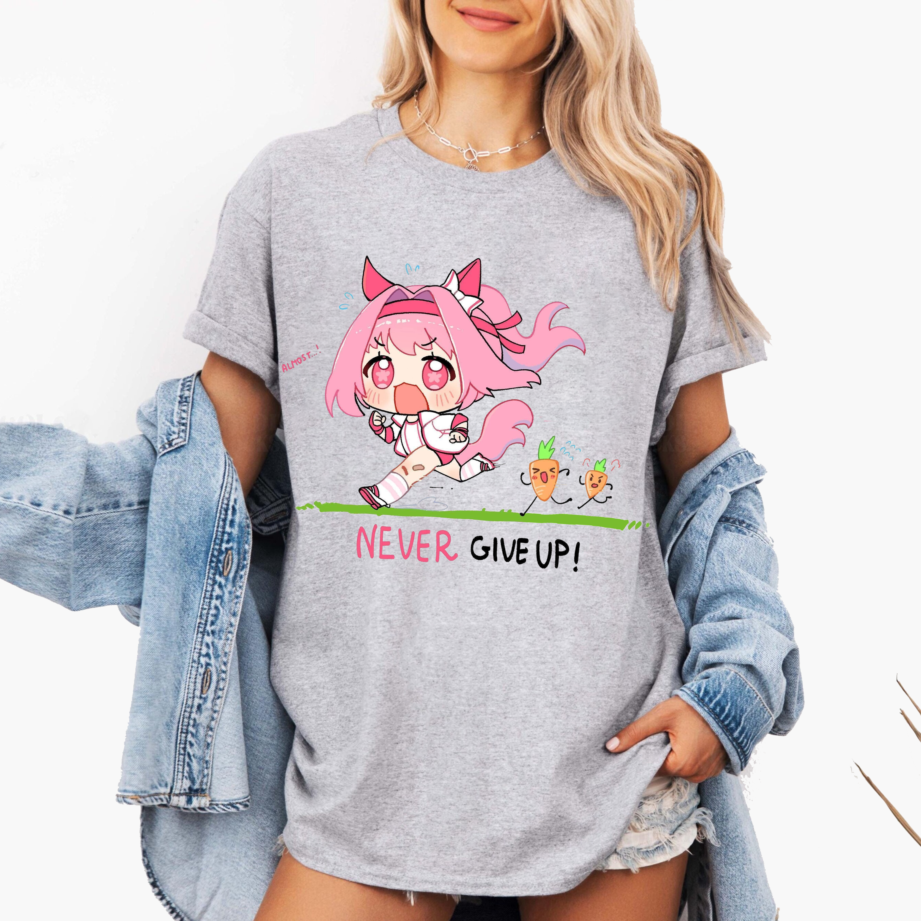 Never give up! Haru Urara Uma Musume Unisex Shirts/Crewneck/Hoodie
