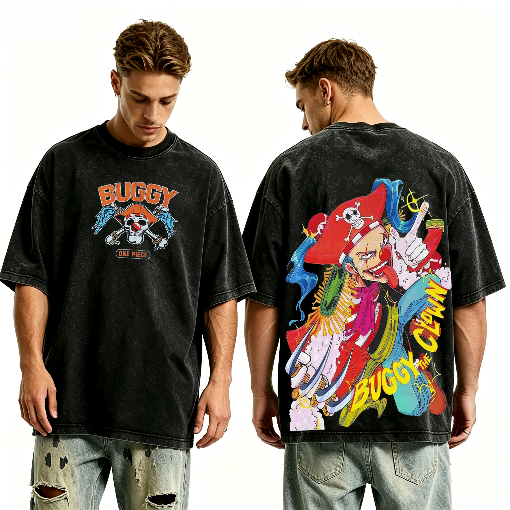 One Piece Buggy Anime Unisex Washed T-Shirt